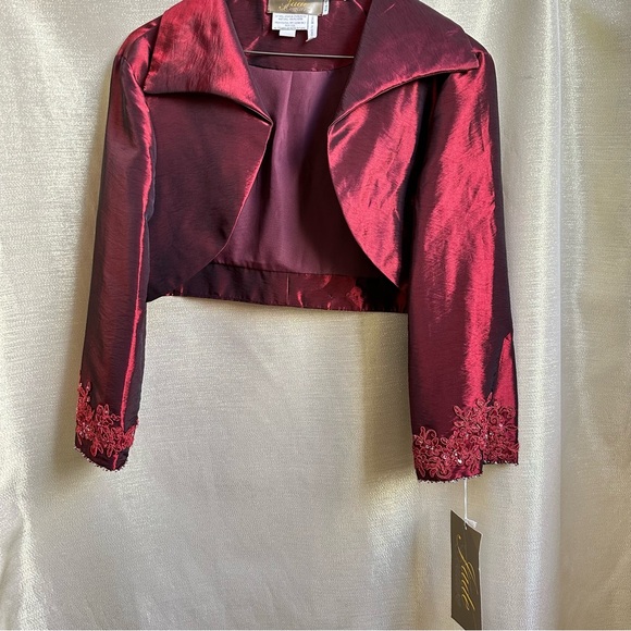 Burgundy Bolero Dress jacket in Jade Taffeta size 12 - Picture 16 of 16